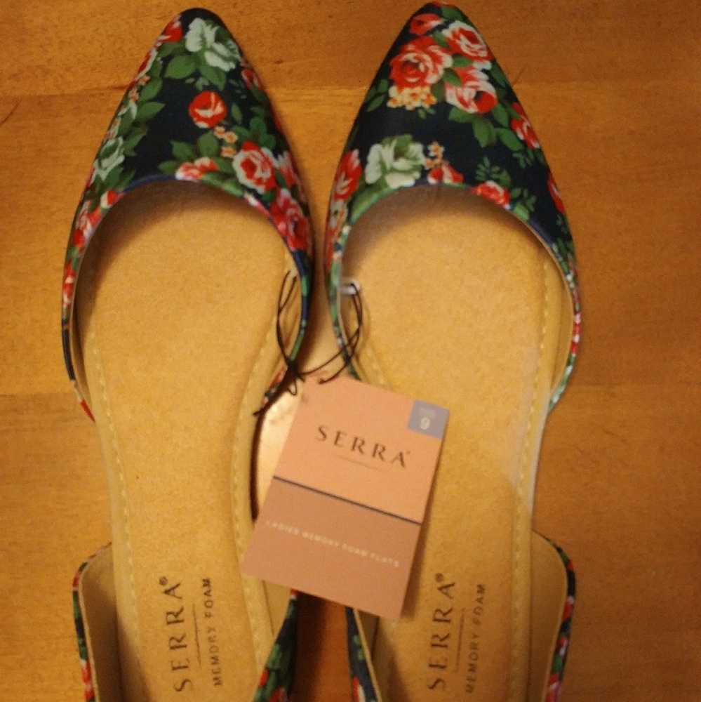 Floral d'orsay memory foam pointed toe flats